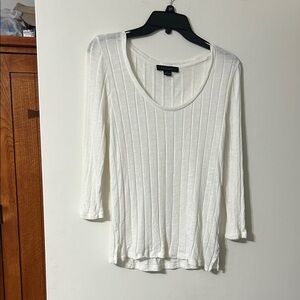 Sanctuary White Ribbed Scoop Neck Long Sleeve Top